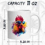 Rooster Ceramic Coffee Mug 11oz - Tea Coffee Mug with Comfortable Grip - Unique Animal Gift Cup for Office or Home - Vibrant Long-Lasting Print ID44991