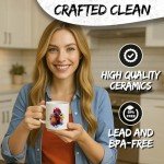 Rooster Ceramic Coffee Mug 11oz - Tea Coffee Mug with Comfortable Grip - Unique Animal Gift Cup for Office or Home - Vibrant Long-Lasting Print ID44991