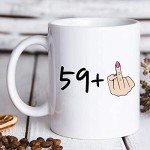 AliCarr I Am 59 Plus 1 Middle Finger Equals 60 Birthday Coffee Mugs - Novelty Ceramic Coffee Mug Tea Cup White 60th Birthday Gifts for Women Gift Ideas