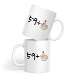 AliCarr I Am 59 Plus 1 Middle Finger Equals 60 Birthday Coffee Mugs - Novelty Ceramic Coffee Mug Tea Cup White 60th Birthday Gifts for Women Gift Ideas