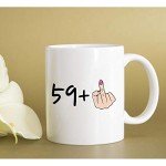 AliCarr I Am 59 Plus 1 Middle Finger Equals 60 Birthday Coffee Mugs - Novelty Ceramic Coffee Mug Tea Cup White 60th Birthday Gifts for Women Gift Ideas