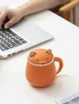 TANG PIN Orange Fox Infusion Mug, 13.5 OZ, Ceramic, Animal Coffee Mug
