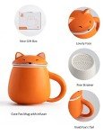 TANG PIN Orange Fox Infusion Mug, 13.5 OZ, Ceramic, Animal Coffee Mug