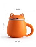 TANG PIN Orange Fox Infusion Mug, 13.5 OZ, Ceramic, Animal Coffee Mug