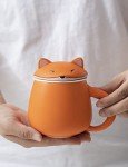 TANG PIN Orange Fox Infusion Mug, 13.5 OZ, Ceramic, Animal Coffee Mug