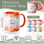 Didaey 6 Pcs Christian Mugs for Women 12oz Inspirational Bible Verse Ceramic Scripture Coffee Mug Mother's Day Religious Floral Tea Cups Faith Church Gift for Teacher Prayer Groups Pastor Appreciation
