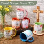 Didaey 6 Pcs Christian Mugs for Women 12oz Inspirational Bible Verse Ceramic Scripture Coffee Mug Mother's Day Religious Floral Tea Cups Faith Church Gift for Teacher Prayer Groups Pastor Appreciation