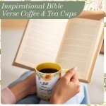 Didaey 6 Pcs Christian Mugs for Women 12oz Inspirational Bible Verse Ceramic Scripture Coffee Mug Mother's Day Religious Floral Tea Cups Faith Church Gift for Teacher Prayer Groups Pastor Appreciation