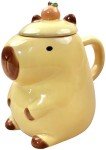 LLFH Capybara Mug Capybara Gifts Tumbler 16 Oz Ceramic Coffee Mugs With Lid Tea Kapibara Cup Funny Unique Gift （Yellow）