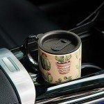 Topadorn Coffee Ceramic Mug Porcelain Latte Tea Cup With Lid 17oz., Cactus