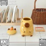 LLFH Capybara Mug Capybara Gifts Tumbler 16 Oz Ceramic Coffee Mugs With Lid Tea Kapibara Cup Funny Unique Gift （Yellow）