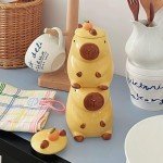 LLFH Capybara Mug Capybara Gifts Tumbler 16 Oz Ceramic Coffee Mugs With Lid Tea Kapibara Cup Funny Unique Gift （Yellow）