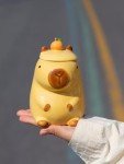 LLFH Capybara Mug Capybara Gifts Tumbler 16 Oz Ceramic Coffee Mugs With Lid Tea Kapibara Cup Funny Unique Gift （Yellow）
