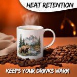 Grizzly Bear Ceramic Coffee Mug 11oz - Tea Coffee Mug with Comfortable Grip - Unique Animal Gift Cup for Office or Home - Vibrant Long-Lasting Print ID44991