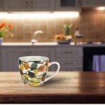 Pimpernel Dancing Branches Porcelain Mug - 16 Oz Nature-Inspired Coffee Cup with Leaf Illustration - Microwave, Dishwasher, Oven, Freezer Safe - Giftable Ceramic Drinkware for Daily Use