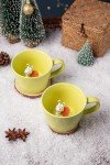DIHOclub Ceramic Snail Cup Hidden 3D Animal Inside Mug，Garden series Handmade Figurine Snail Mugs (Apple green)