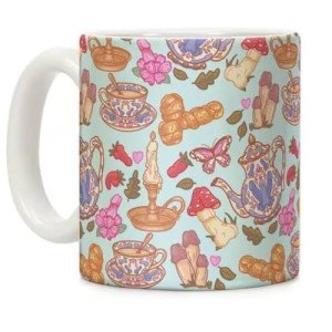 Cottage Core Coffee Mug, Cottage Core Ceramic Mugs with Pattern, Mushroom Mug, Penis Mug, Cottagecore Coffee Mug, Funny Coffee Mugs Adult Humor, Cute Mushroom Decor Gifts for Plant Lover (15OZ)