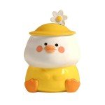 Cute 3D Duck Coffee Mug,Funny Duck Ceramic Coffee Cup with Hat Lid and Lovely Flower Spoon,White Elephant Gifts for Adult Women Men Friends Gag Gifts Christmas Birthday Gifts for Women Girls