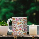 Cottage Core Coffee Mug, Cottage Core Ceramic Mugs with Pattern, Mushroom Mug, Penis Mug, Cottagecore Coffee Mug, Funny Coffee Mugs Adult Humor, Cute Mushroom Decor Gifts for Plant Lover (15OZ)