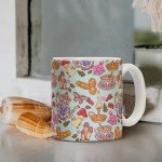 Cottage Core Coffee Mug, Cottage Core Ceramic Mugs with Pattern, Mushroom Mug, Penis Mug, Cottagecore Coffee Mug, Funny Coffee Mugs Adult Humor, Cute Mushroom Decor Gifts for Plant Lover (15OZ)