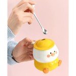 Cute 3D Duck Coffee Mug,Funny Duck Ceramic Coffee Cup with Hat Lid and Lovely Flower Spoon,White Elephant Gifts for Adult Women Men Friends Gag Gifts Christmas Birthday Gifts for Women Girls