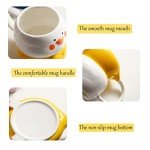 Cute 3D Duck Coffee Mug,Funny Duck Ceramic Coffee Cup with Hat Lid and Lovely Flower Spoon,White Elephant Gifts for Adult Women Men Friends Gag Gifts Christmas Birthday Gifts for Women Girls