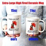 Funny Rooster Coffee Mug - I May Look Calm But In My Head I've Pecked You 3 Times, Funny Gifts for Mom, Dad, Grandparents, Friends, Relatives, Besties, Sisters, Boss, Colleague, etc (15 Ounces)