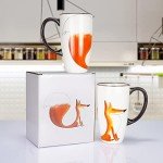 ToCooTo Ceramic Coffee Mug Porcelain Novelty Fox Mug for Animal Lover 20 oz Large Tea Mug Birthday Gifts for Women Men Mom Dad Kids Teacher Best Friends Give for Christmas Housewarming Holiday White