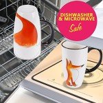 ToCooTo Ceramic Coffee Mug Porcelain Novelty Fox Mug for Animal Lover 20 oz Large Tea Mug Birthday Gifts for Women Men Mom Dad Kids Teacher Best Friends Give for Christmas Housewarming Holiday White