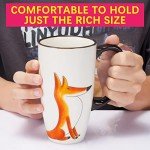 ToCooTo Ceramic Coffee Mug Porcelain Novelty Fox Mug for Animal Lover 20 oz Large Tea Mug Birthday Gifts for Women Men Mom Dad Kids Teacher Best Friends Give for Christmas Housewarming Holiday White