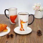 ToCooTo Ceramic Coffee Mug Porcelain Novelty Fox Mug for Animal Lover 20 oz Large Tea Mug Birthday Gifts for Women Men Mom Dad Kids Teacher Best Friends Give for Christmas Housewarming Holiday White