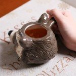 A.F.N.A.L Ceramic Mug for Home & Office, Creative Porcelain 3D Animal Cup with Handle for Coffee, Tea, Juice, Milk & Water, 15 oz. Raccoon Head Mug Gift, 3.6" H