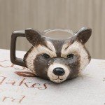 A.F.N.A.L Ceramic Mug for Home & Office, Creative Porcelain 3D Animal Cup with Handle for Coffee, Tea, Juice, Milk & Water, 15 oz. Raccoon Head Mug Gift, 3.6" H