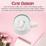 VANUODA Cute Cat in Mug, 3D Animal Ceramic Tea Cup, Coffee Mugs, Valentines Mothers Day Easter Christmas Gifts for Women Mum Her Wife Grandma Girl Boy Kids Teacher Friend, Birthday Present Idea
