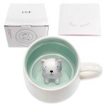 VANUODA Cute Cat in Mug, 3D Animal Ceramic Tea Cup, Coffee Mugs, Valentines Mothers Day Easter Christmas Gifts for Women Mum Her Wife Grandma Girl Boy Kids Teacher Friend, Birthday Present Idea