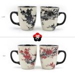Asmwo Color Changing Heat Sensitive Magic Funny Art Mug Large Coffee Tea Plum Blossom Porcelain Mugs for Women Mom grandma Gifts 16oz Black Change Glow Red Cups