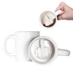 Up Yours Mug Thumbs Up Ceramic Middle Finger Coffee Cup 14 Ounces Milk Tea Funny Coffee Gift Mug for New Year, Christmas, Halloween and Birthday