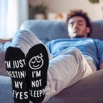 Nucinzua Birthday Gifts for Men,Funny Socks Gift Ideas for Dad Husband Grandpa Teens,Stocking Stuffers for Men Boys,Christmas Gifts for Him,Fun Sleeping Socks