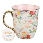 Christian Art Gifts Pastel Floral Ceramic Coffee Mug – 14 oz. Lead-Cadmium-free, Non-toxic Inspiration Scripture Coffee & Tea Mug for Mug for Women with Bible Verse: Strength & Dignity –Proverbs 31:25