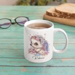 Cute Hedgehog Coffee Mug, Custom Nature Inspired Cup For Kids, Personalized Name On Hedgehog Design Ceramic Cup, Gift For Birthday, Customized Glitter Animal White Mug 11oz 15oz