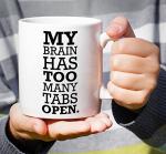 Retreez Funny Mug - My Brain Has Too Many Tabs Open Office Work 11 Oz Ceramic Coffee Mugs - Funny, Sarcasm, Motivational, Inspirational birthday gifts for friends, coworkers, siblings, dad, Mom