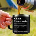 WECACYD Chaos Coordinator Gifts - Thank You Gifts for Women, Boss Lady, Coworkers, Employee, Teacher, Nurse, Office - Boss Day Gift - 14oz Black Chaos Coordinator Coffee Mug
