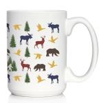 Bevvee Rustic Outdoor Animals Coffee Mug - Nature Lovers Gifts for Women & Men - Large 15oz White Ceramic