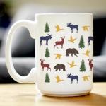 Bevvee Rustic Outdoor Animals Coffee Mug - Nature Lovers Gifts for Women & Men - Large 15oz White Ceramic