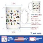 Bevvee Rustic Outdoor Animals Coffee Mug - Nature Lovers Gifts for Women & Men - Large 15oz White Ceramic