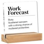 Funny Office Desk Sign - Humor Work Forecast Clear Acrylic Decorative Sign for Cubicle (4 x 4 Inches)