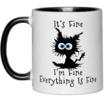 Fatbaby Funny Coffee Mug For Women Men, Humorous Gifts For Coworker Office, It’s Fine Tea Cup 11 OZ