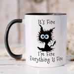 Fatbaby Funny Coffee Mug For Women Men, Humorous Gifts For Coworker Office, It’s Fine Tea Cup 11 OZ