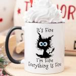 Fatbaby Funny Coffee Mug For Women Men, Humorous Gifts For Coworker Office, It’s Fine Tea Cup 11 OZ