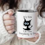 Fatbaby Funny Coffee Mug For Women Men, Humorous Gifts For Coworker Office, It’s Fine Tea Cup 11 OZ